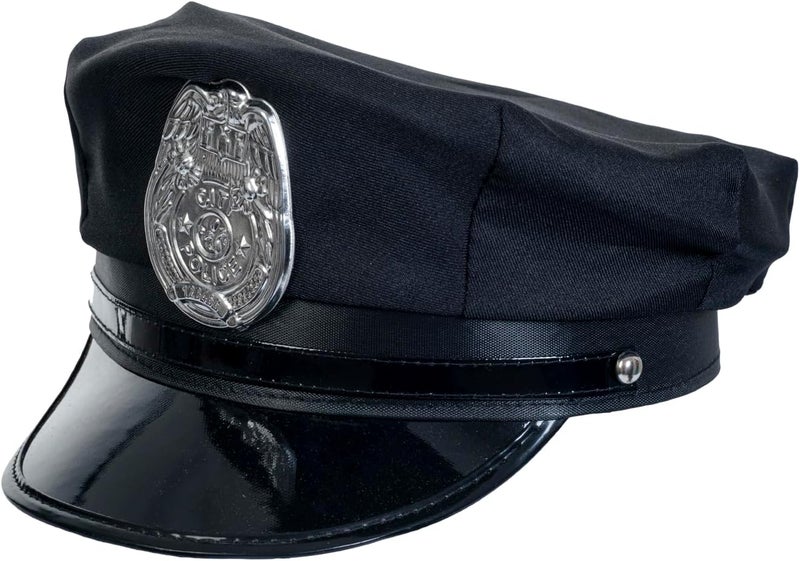 Vonokee Men Police Costume Hat, Adjustable Cop Cosplay Hat, Adult Police Accessory - Image 3